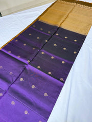 Royal Purple & Antique Gold Kanchipuram Silk Saree with Dancing Doll Motifs