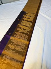 Royal Purple & Antique Gold Kanchipuram Silk Saree with Dancing Doll Motifs