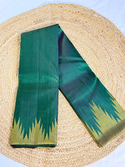 Emerald Green Kanchipuram Silk Saree with Gold Zari Pallu & Zigzag Temple Border
