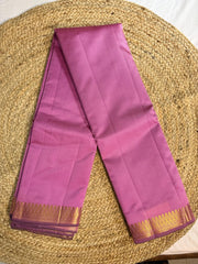 Rani Pink Kanchipuram Silk Saree with Maroon Striped Pallu & Golden Zari Borders