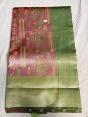 Verdant Harmony Kanchi Semi Fancy Silk Saree with Dual Tone Panel Weave