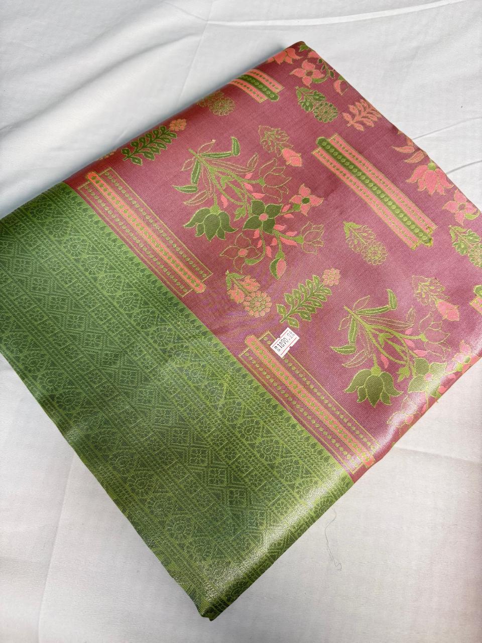 Verdant Harmony Kanchi Semi Fancy Silk Saree with Dual Tone Panel Weave