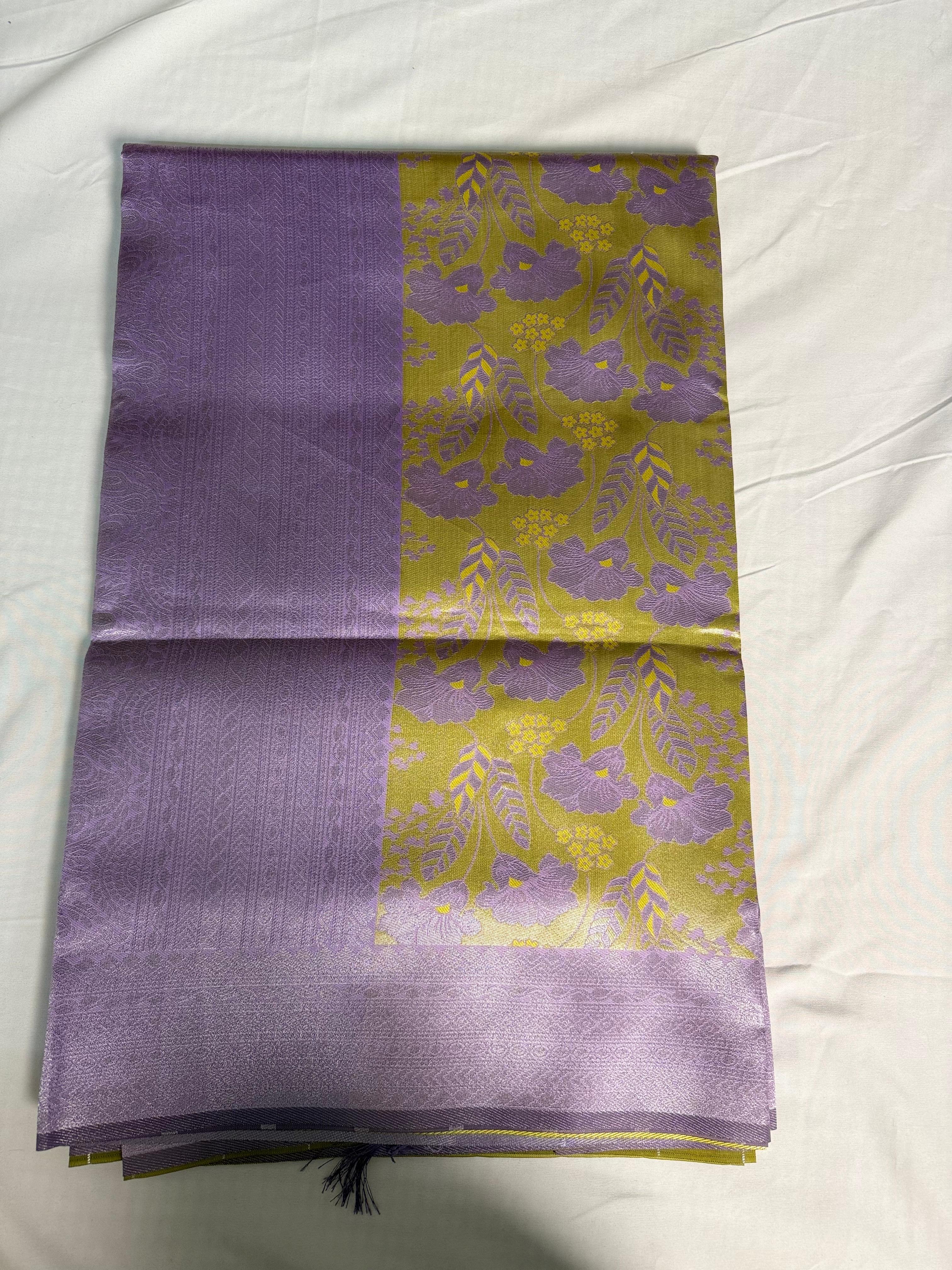 Lilac Blossom Kanchi Semi Fancy Silk Saree with Dual Tone Brilliance