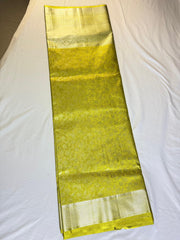 Golden Lime Kanchipuram Pure Silk Saree with Silver Zari Highlights