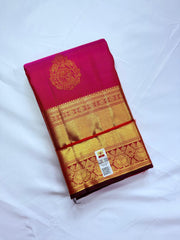 Prerana Pink Kanchipuram Silk Saree with Maroon Pallu