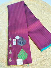 Magenta & Sea Green Kanchi Semi Fancy Silk Saree with Floral Paisley Weave