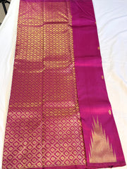 Magenta Pink Kanchipuram Silk Saree with Gold Zari Diamond Weave