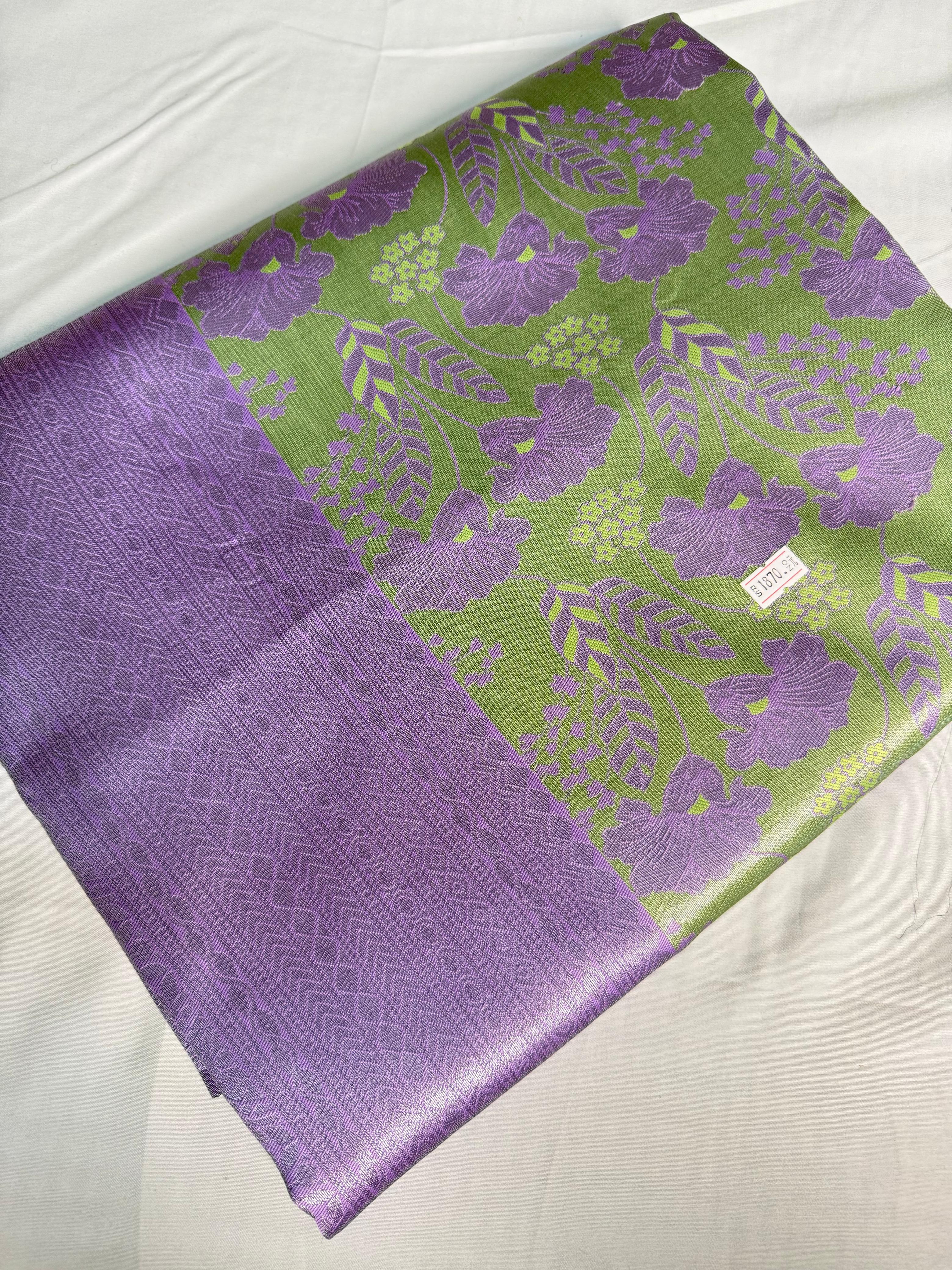 Lavender Bloom Kanchi Semi Fancy Silk Saree with Dual Tone Floral Weave