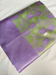 Lavender Bloom Kanchi Semi Fancy Silk Saree with Dual Tone Floral Weave