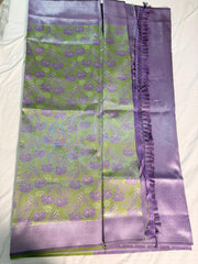 Lavender Bloom Kanchi Semi Fancy Silk Saree with Dual Tone Floral Weave