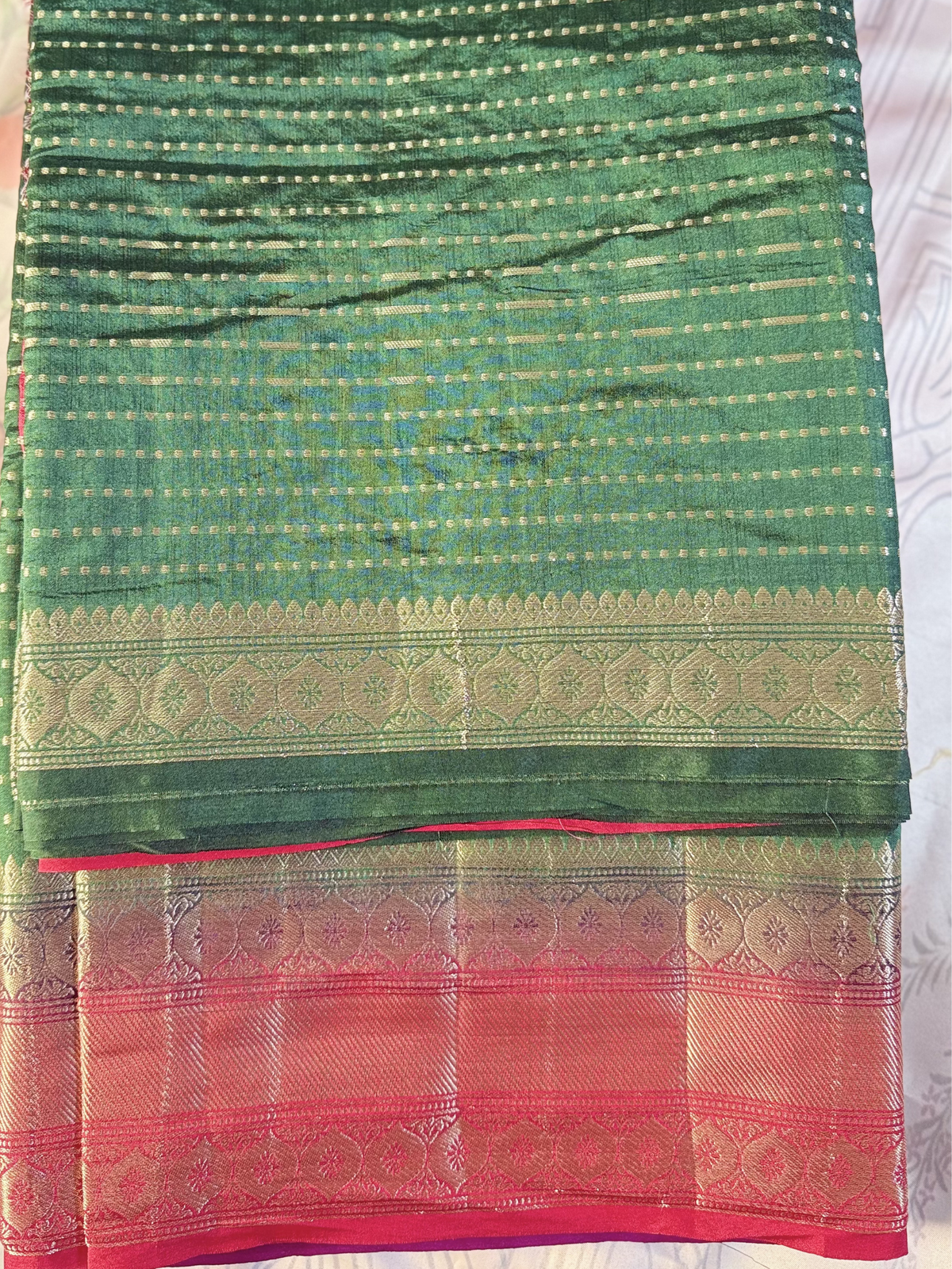 Bottle Green Semi Kanchi Silk Saree
