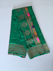Green Soft Silk Saree with Traditional Gold Zari Border