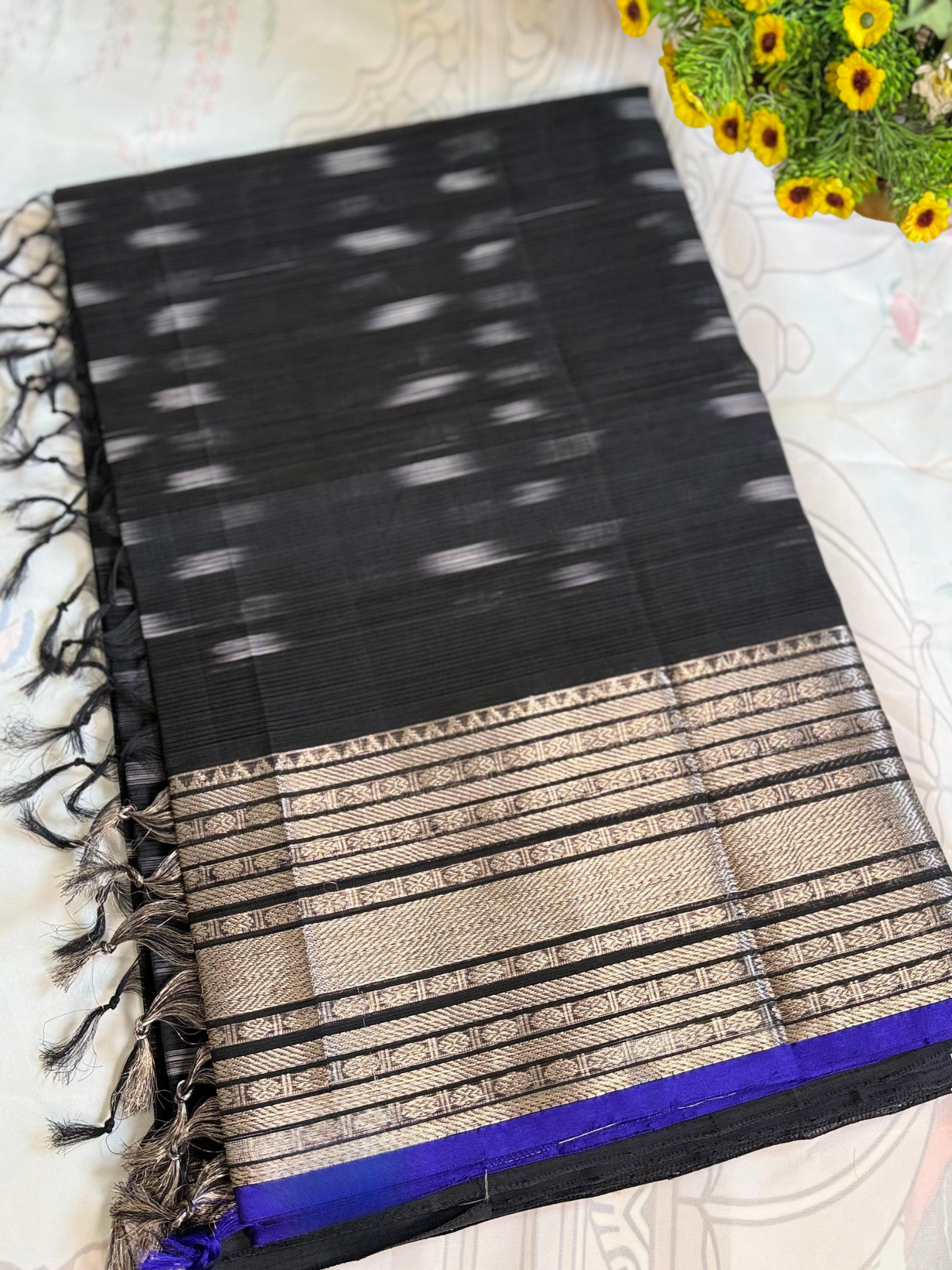 black Mangalgiri pattu saree 