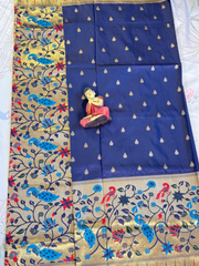 Classic navy blue Paithani silk saree VR MISS | Sarees that defines you