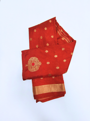 Maroon Soft Silk Saree with Gold Zari Buttas & Designer Tree Motif