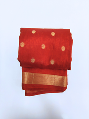 Maroon Soft Silk Saree with Gold Zari Buttas & Designer Tree Motif