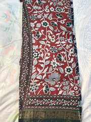 Maroon Floral Print Gadwal Semi Silk Saree