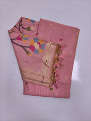Pink Zamdani cotton blend paithani border saree