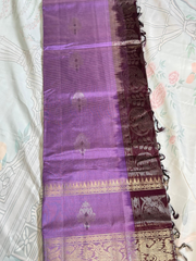 lavender-purple Mangalgiri pattu saree 