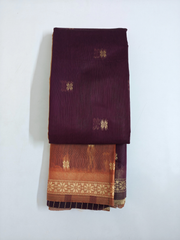 Purple Soft Silk Saree with Copper Contrast Pallu & Gold Zari Border