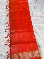 orange Mangalgiri pattu sarees 