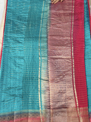 Aqua Blue Semi Kanchi Silk Saree
