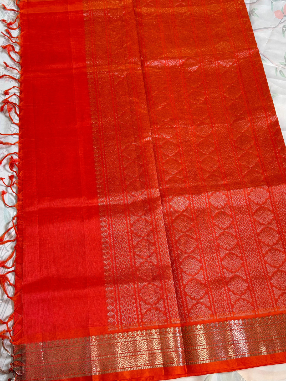  Orange Mangalgiri pattu saree 