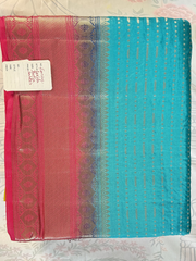 Aqua Blue Semi Kanchi Silk Saree
