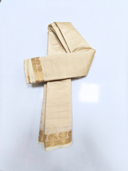 Cream Soft Silk Saree with Elegant Gold Zari Leaf Border