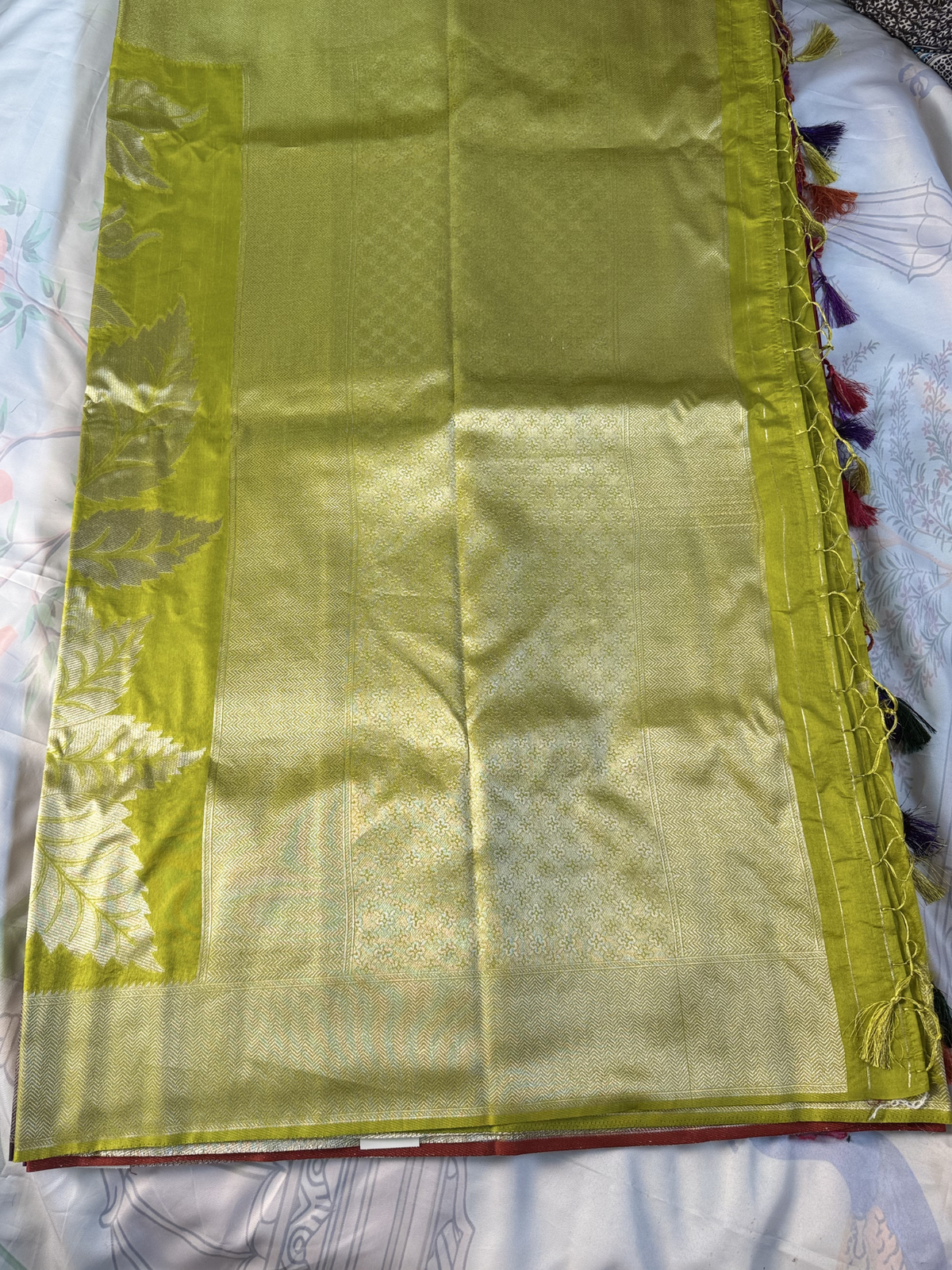 Olive Green Soft Semi Silk Saree