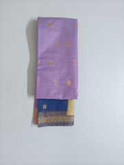 Lavender & Royal Blue Soft Silk Saree with Gold Zari Floral Border