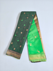 Green Soft Silk Saree with Parrot Green Contrast Pallu