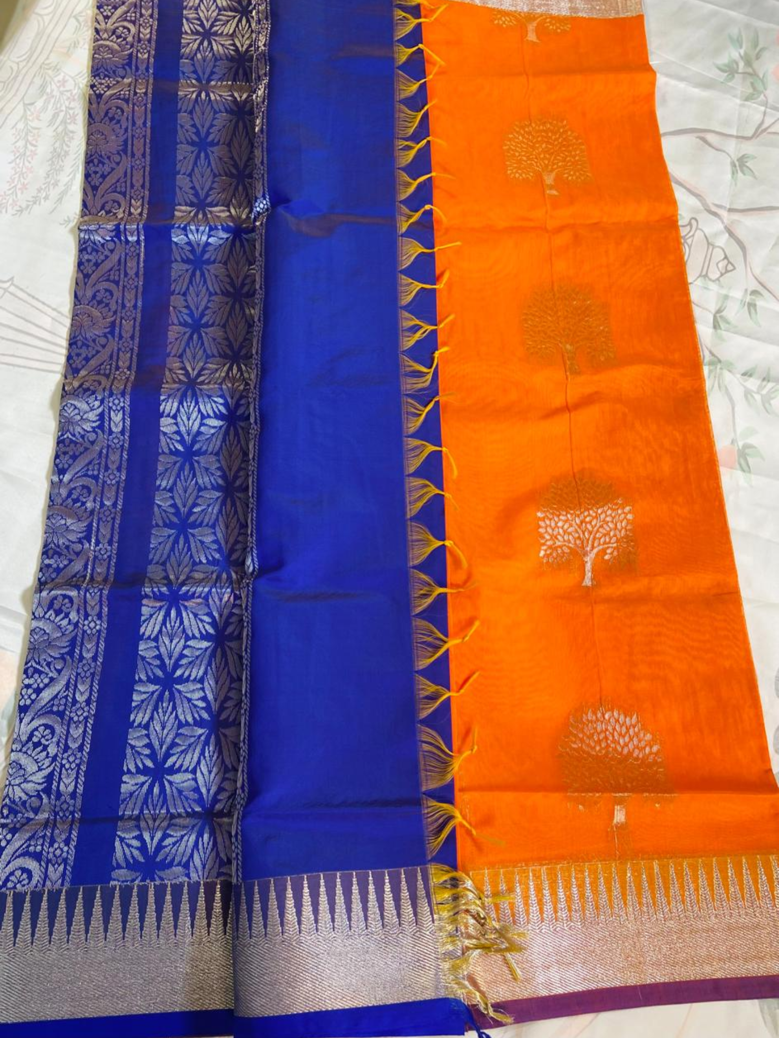 orange Mangalgiri pattu saree 