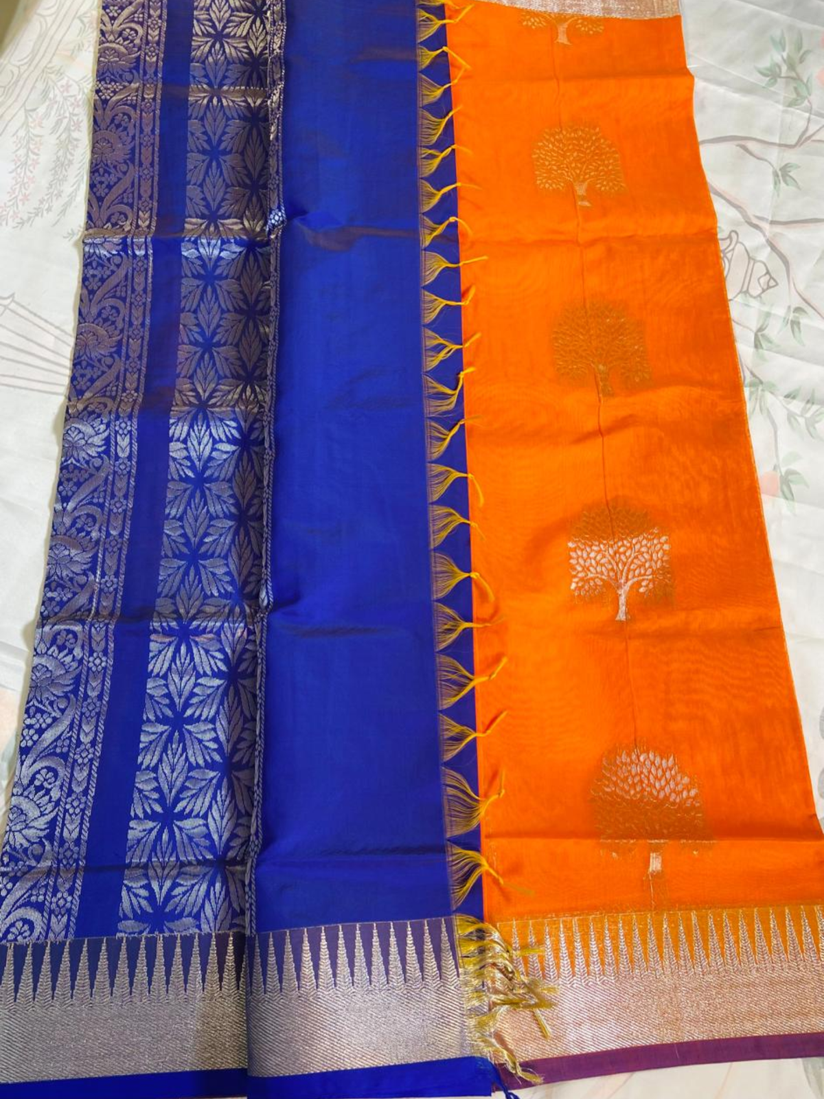 orange Mangalgiri pattu saree 