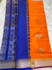 orange Mangalgiri pattu saree 