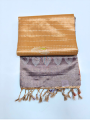 Grey & Golden Tissue Upada Pattu Saree with Traditional Woven Designs