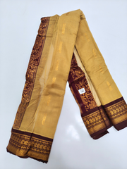 Golden Gadwal Saree with Maroon Zari Border