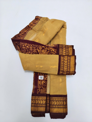 Golden Gadwal Saree with Maroon Zari Border