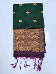 Teal Green Upada Pattu Saree with Purple Zari Border