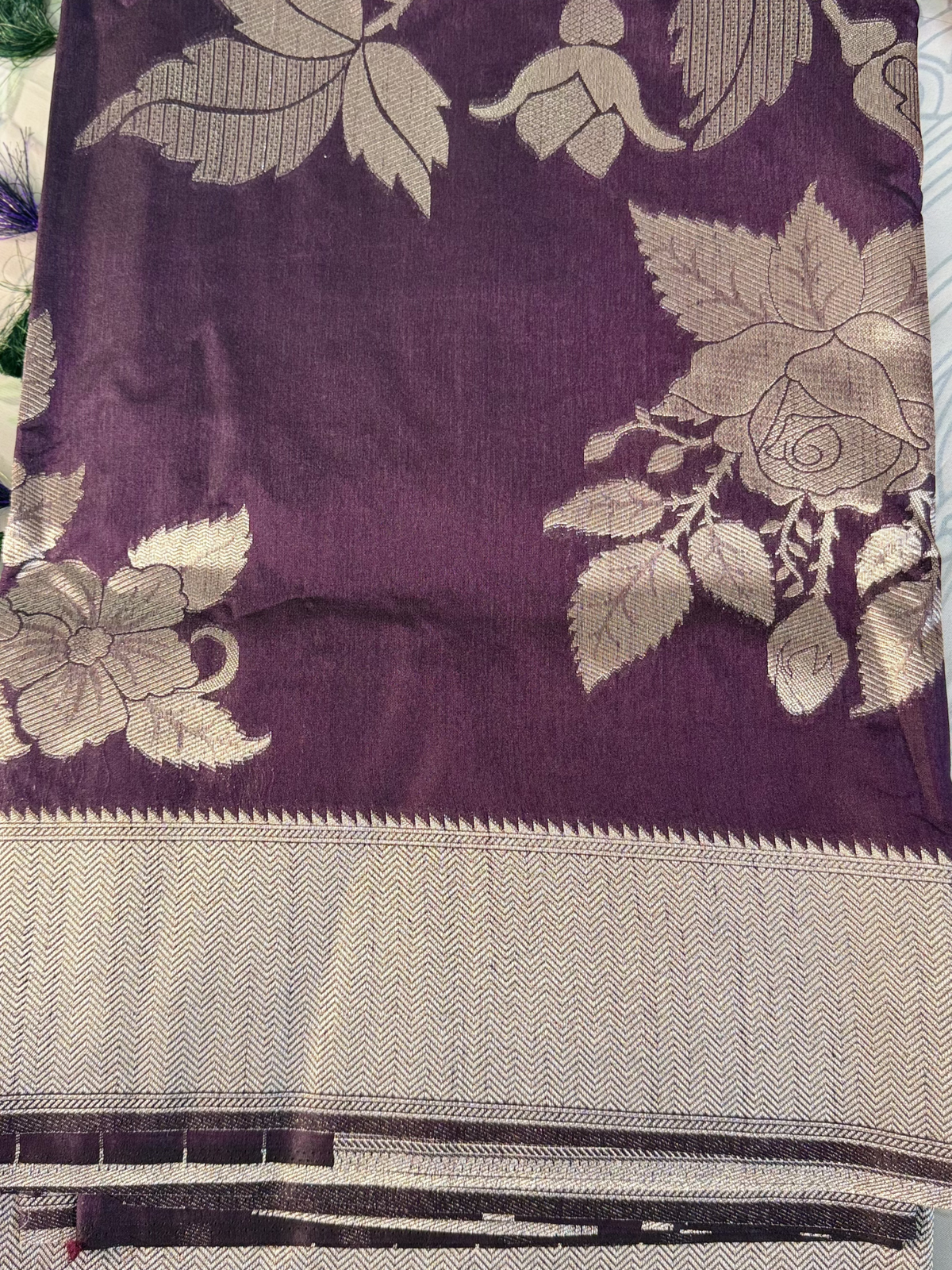 Deep Wine Purple Soft Silk Saree