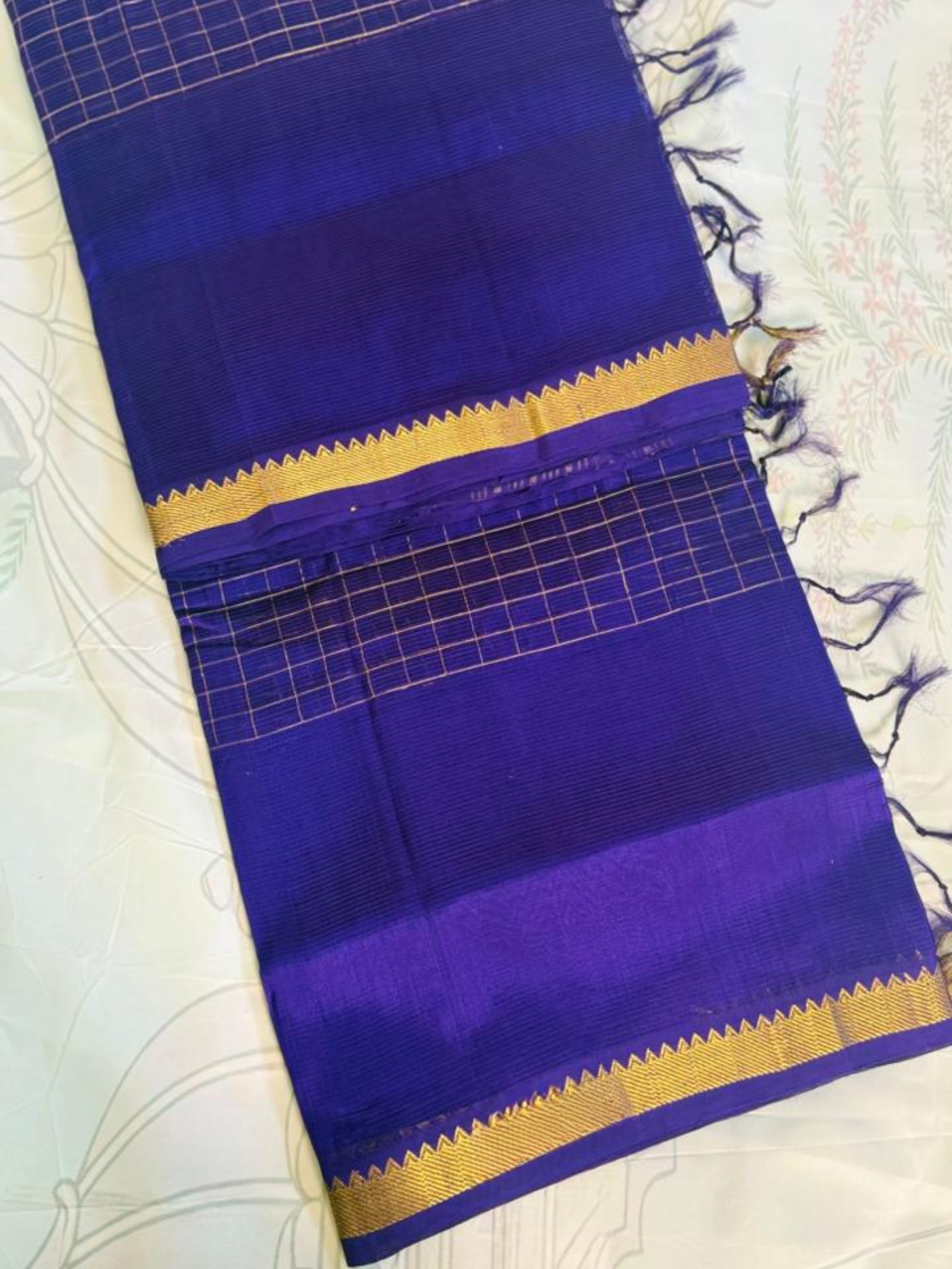 mangalgiri silk saree blue lightweight daily wear 