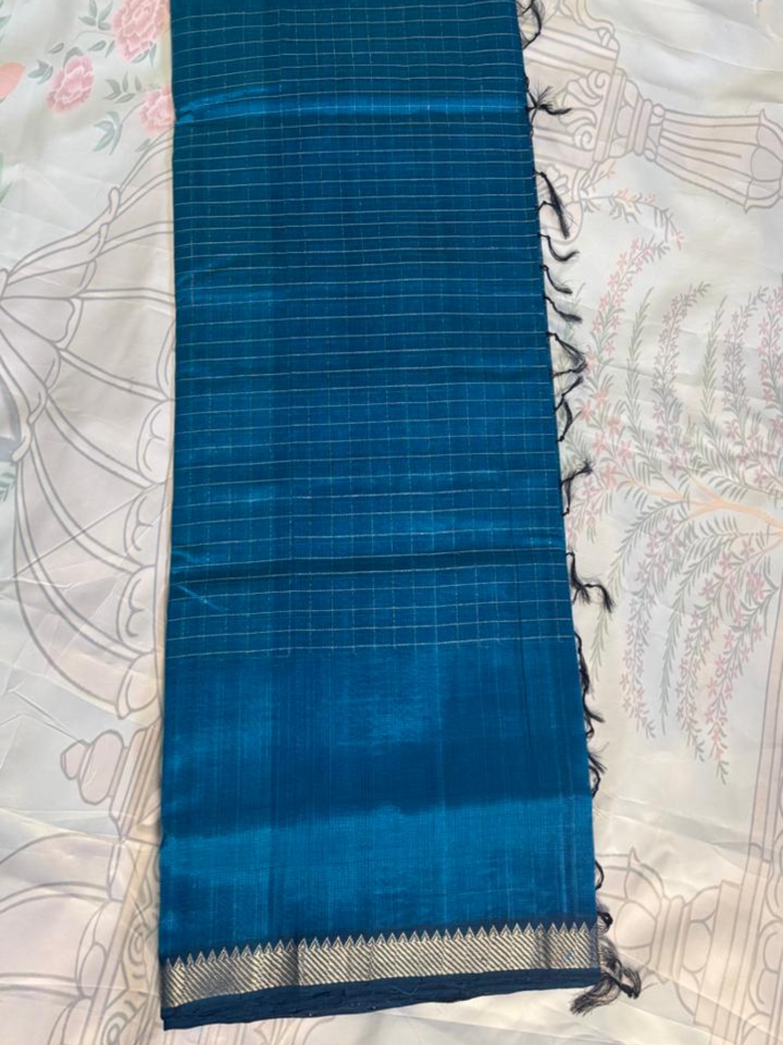 Mangalgiri Silk Saree – Striking Teal Blue VR MISS | Sarees that defines you