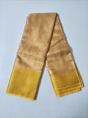 Golden Soft Silk Saree with Self Gold Border & Floral Zari Weaving