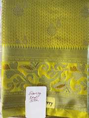 Lime Yellow Fancy Semi Silk Saree