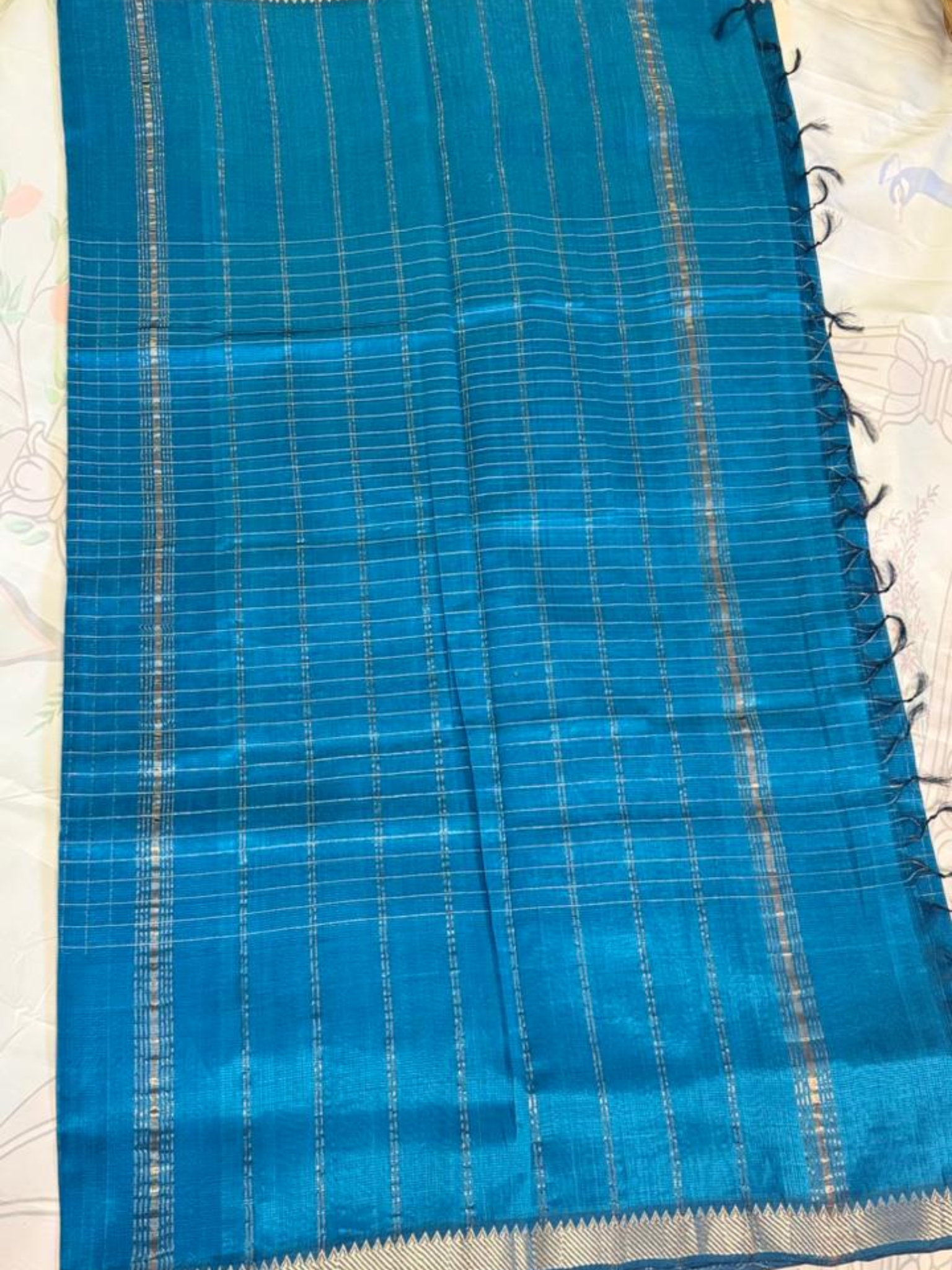 Mangalgiri Silk Saree – Striking Teal Blue VR MISS | Sarees that defines you