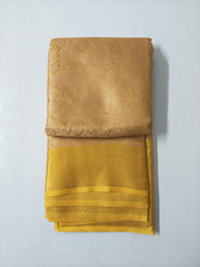 Golden Soft Silk Saree with Self Gold Border & Floral Zari Weaving