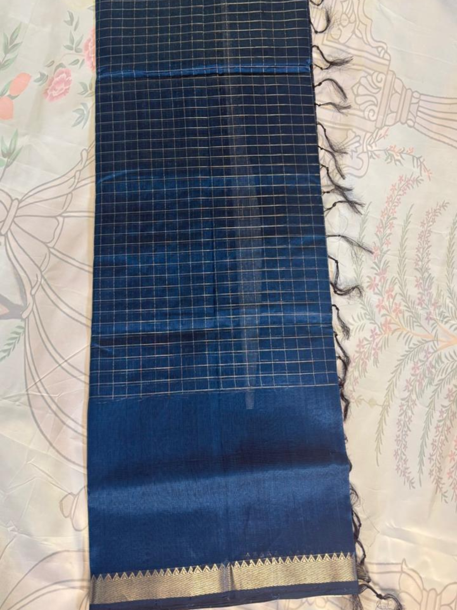 Mangalgiri Silk Saree – Striking Steel Blue VR MISS | Sarees that defines you