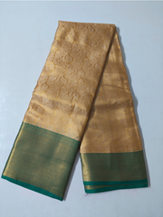 Golden Soft Silk Saree with Green Border