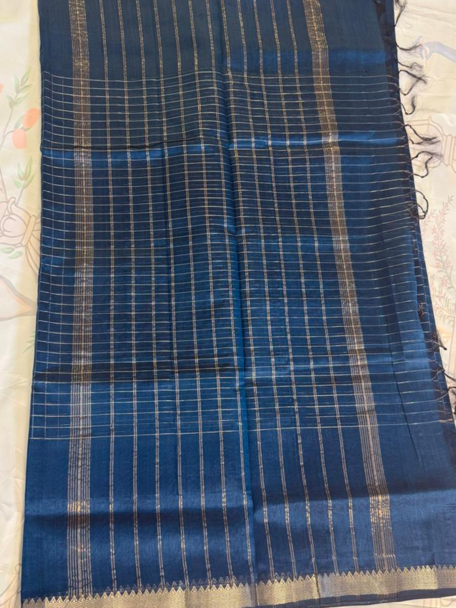 Mangalgiri Silk Saree – Striking Steel Blue VR MISS | Sarees that defines you