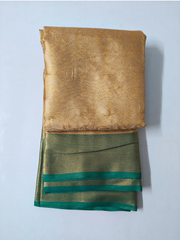 Golden Soft Silk Saree with Green Border
